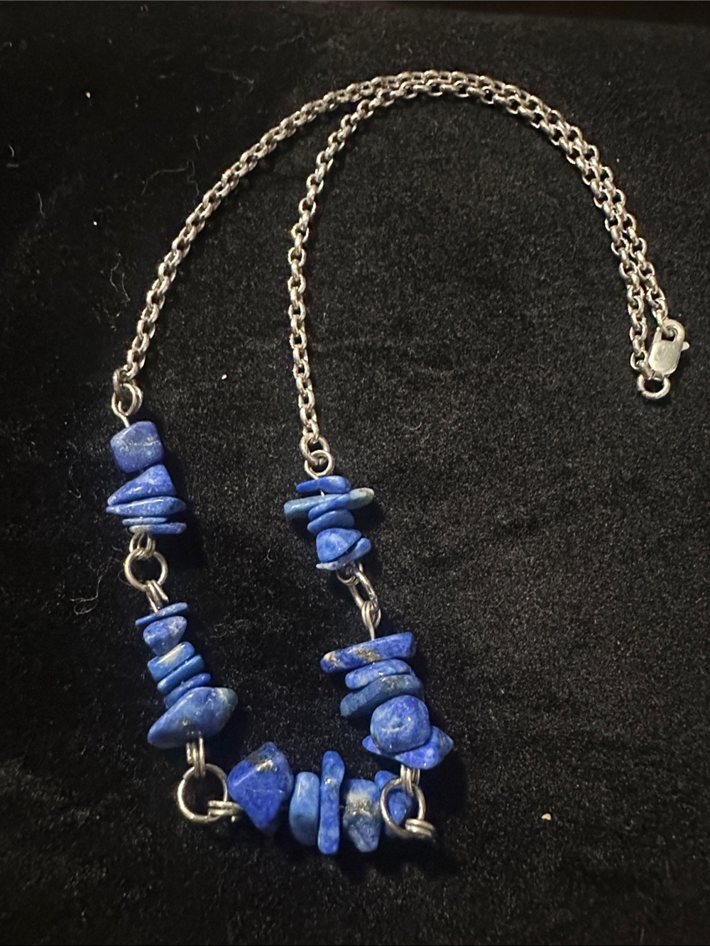 925 Blue Lapis Chip Necklace
